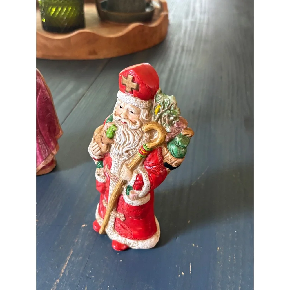 Brinns 1992 Vitg. Santa Claus Father Christmas Figurines Set of 3 Ceramic Decor